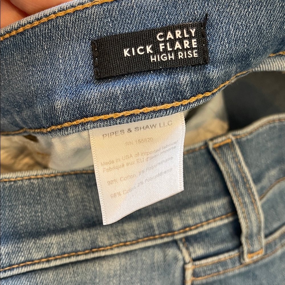 Veronica Beard Carly Kick Flare High Rise Light Wash Straight 5-Button Size 28 - Picture 4 of 10